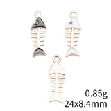 10pcs 24x8.4mm 2 Colors White Color Black Color Fish Bone Charms For DIY Jewelry Making