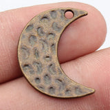 10pcs 25x19mm 2 Colors Antique Bronze Color Antique Copper Color Hammered Moon Charms For DIY Jewelry Making