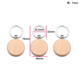 2Pcs 6 Styles Mixed Blank Wooden Keychain Rectangular Round Heart Shape Wood Key Chain Key Ring V198