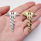 5pcs 53x37mm 2 Colors Antique Silver Color Antique Gold Color Medical Scepter Charms For DIY Jewelry Making