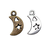 10pcs 9x17mm 2 Colors Antique Bronze Color Antique Silver Color Moon Stars Heart Charms For DIY Jewelry Making
