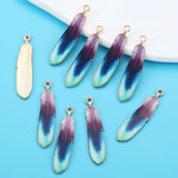 10Pcs Alloy Bohemian Ethnic Style Charms Colorful Enamel Feather For Earrings Pendant DIY Jewelry Craft Alloy Accessorie 9*38mm