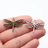 4pcs 34x25mm 2 Colors Antique Bronze Color Antique Silver Color Dragonfly Charms For DIY Jewelry Making