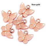 30pcs 6 colors Butterfly Charms Zinc alloy Accessories Parts Pendants for DIY Earrings Bracelet Necklace Jewelry Making13*11mm