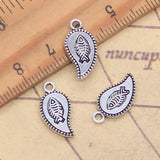 20 piezas dijes hoja fósil de pescado 17x9mm colgantes de Color plata antigua para hacer joyería tibetana hecha a mano DIY