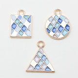 10pcs 17x14mm/17x15mm/15.6x11.6mm Kc Gold Color Geometric Round Charms For DIY Jewelry Making