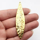 2pcs 85x20mm 4 Colors Kc Gold Color Hammered Large Leaf Pendant