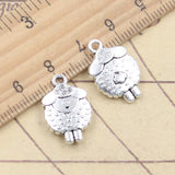 10 Uds. De dijes de ovejas lanosas, 19x13x4mm, colgantes de Color plata tibetana, fabricación de joyería antigua, artesanía hecha a mano DIY