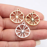 10pcs 27x24mm 3 Colors Antique Silver Color Kc Gold Color Antique Gold Color Hollow Out Lemon Slice Charms