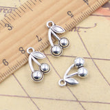 Colgantes de Color plata tibetana para fabricación de joyas, dijes de cereza de fruta, fabricación de joyas antiguas, artesanía hecha a mano DIY, 15x12mm, 20 piezas