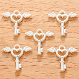 30pcs 6 colors Angel Wings Heart Keys Charms metal Earring necklace Pendants for Jewelry Making DIY Handmade Craft 15*14mm O251