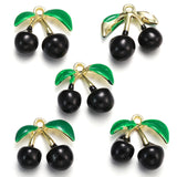 5pcs 20style Red Black Cherry Acrylic Stereo Oil Enamel DIY Charms for Bag Earring Necklace Jewelry Making Handmade Pendant W428