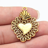 5pcs 37x28mm 2 Colors Antique Silver Color Antique Gold Color Gothic Heart Charms For DIY Jewelry Making