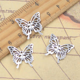 20 piezas dijes mariposa hueca 19x21mm colgantes de Color plata antigua para hacer joyería tibetana hecha a mano DIY