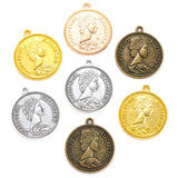10 pcs 4 colors Coin Charms Antique Bronze round metal pendant DIY Jewelry Making 28*24mm J414