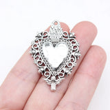 5pcs 41x29mm 2 Colors Antique Silver Color Antique Gold Color Gothic Skull Heart Charms For DIY Jewelry Making