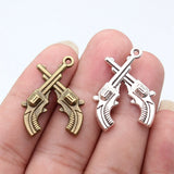 10pcs 31x23mm 2 Colors Antique Bronze Color Antique Silver Color Double Gun Charms For DIY Jewelry Making