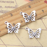 20 piezas dijes de mariposa 15x20mm colgantes de Color plata antigua para hacer joyería tibetana hecha a mano DIY