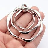 1pcs 71x70mm 2 Colors Antique Silver Color Rhodium Color Three-Layered Irregular Hammered Circle Pendant
