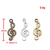 20pcs 26x10mm 5 Colors Muscial Note Treble Charms For DIY Jewelry Making