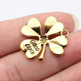 5pcs 28x26mm Kc Gold Color Good Luck Four-Leaf Clover Charms For DIY Jewelry Making