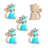 5Pcs Alloy Drip Oil Cat Enamel Pendant 22 * 14mm DIY Necklace Earrings Bracelet Pendant Jewelry Making Accessories W631