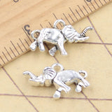 Colgantes de elefante tibetano de Color plata, fabricación de joyas antiguas, artesanía hecha a mano, 10 piezas, 13x24mm