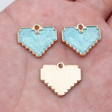 10pcs 15.5x18.6mm 5 Colors Pixel Heart Charms For DIY Jewelry Making