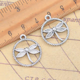 20 piezas dijes libélula odonata 23x20mm colgantes de Color plata antigua para hacer joyería tibetana hecha a mano DIY