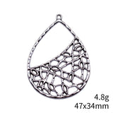 4pcs 47x34mm 4 Colors Hollowed-Out Teardrop Geometric Texture Earrings Pendant For DIY Jewelry Making