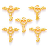 30pcs 6 colors Angel Wings Heart Keys Charms metal Earring necklace Pendants for Jewelry Making DIY Handmade Craft 15*14mm O251