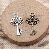 20pcs 33x18mm 2 Colors Antique Bronze Color Antique Silver Color Heart Key Charms For DIY Jewelry Making
