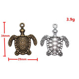 5pcs 34x29mm 2 Colors Antique Bronze Color Antique Silver Color Sea Turtle Charms For DIY Jewelry Making