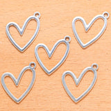15pcs 5 Color Oblique Hollow heart shaped Charm for Necklace Keyring Pendant  DIY Handmade Jewelry Accessories 25*21mm A134