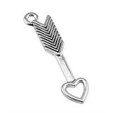20pcs 29x7mm 2 Colors Antique Bronze Color Antique Silver Color Arrow To Heart Charms For DIY Jewelry Making