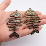 1pcs 103x55mm 2 Colors Antique Bronze Color Antique Copper Color Fish Bone Charms For DIY Jewelry Making