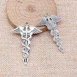 5pcs 53x37mm 2 Colors Antique Silver Color Antique Gold Color Medical Scepter Charms For DIY Jewelry Making