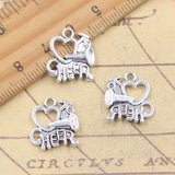 20 piezas dijes corazón I Love Cheer 17x15mm colgantes de Color plata antigua para hacer joyería tibetana hecha a mano DIY