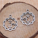 10pcs 22x20mm Antique Silver Color Yoga Om Chakra Charms For DIY Jewelry Making
