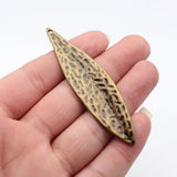2pcs 85x20mm 4 Colors Kc Gold Color Hammered Large Leaf Pendant