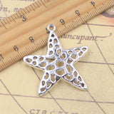 10 Uds. De dijes de estrella hueca, estrella de mar, 40x36mm, colgantes de Color plata antigua, fabricación de joyería tibetana hecha a mano DIY