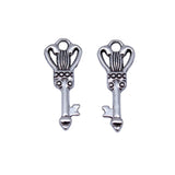 40pcs 19x7.6mm 2 Colors Antique Bronze Color Antique Silver Color Small Key Charms For DIY Jewelry Making