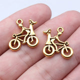 10pcs 21x18mm 2 Colors Antique Silver Color Antique Gold Color Couple Bike Charms For DIY Jewelry Making