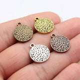 10pcs 18x15mm Hammered Round Tag Charms For DIY Jewelry Making