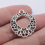 5pcs 30x25mm 2 Colors Antique Silver Color Antique Gold Color Hollow Flower Wreath Charms For DIY Jewelry Making