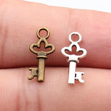 40pcs 8x16mm 2 Colors Antique Bronze Color Antique Silver Color Key Charms For DIY Jewelry Making