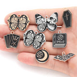 10pcs Dark Gothic Style Skull&Butterfly Enamel Charms for DIY Personality Punk Necklace Earrings Keychain Halloween Spooky Decor