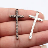 10pcs 47x21mm 2 Colors Antique Silver Color Antique Copper Color Hammered Cross Pendant For DIY Jewelry Making