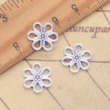 30 Uds. De dijes de eslabones de flores, 12x13mm, colgantes de Color plata antigua, fabricación de joyería tibetana hecha a mano DIY