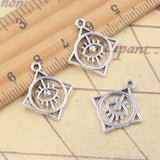 20 piezas dijes de ojo redondo cuadrado 20x18mm colgantes de Color plata antigua para hacer joyería tibetana hecha a mano DIY